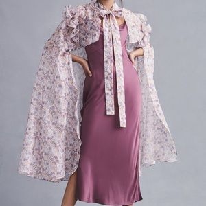 NWT Anthropologie Long Tulle Floral Cape